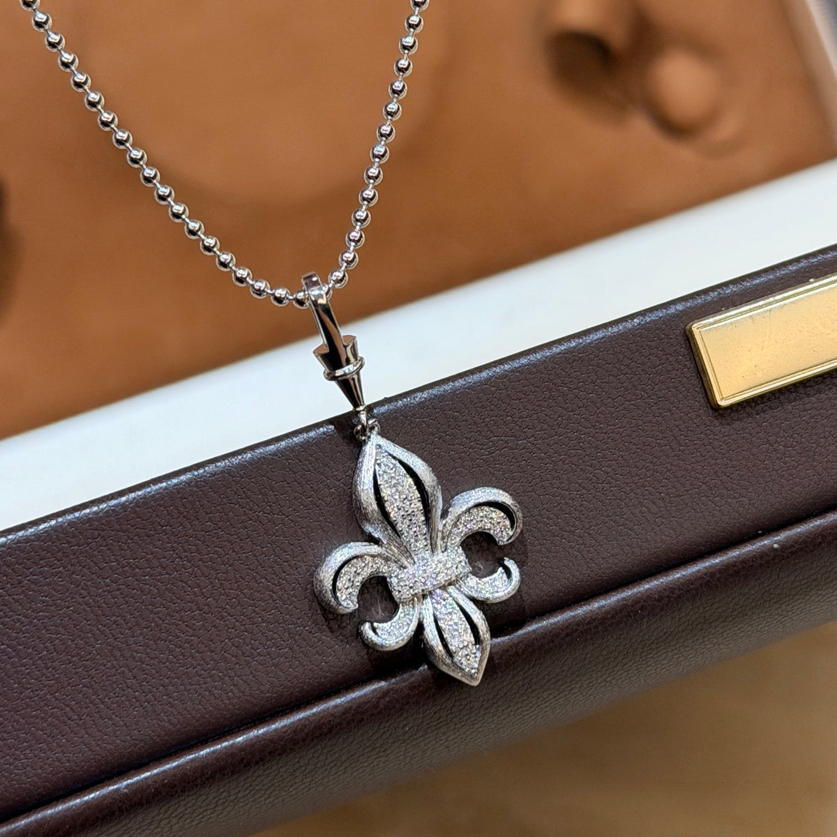 Gothic Emblem Pendant Necklace in Antique Silver-Tone – Design 14 styled product view