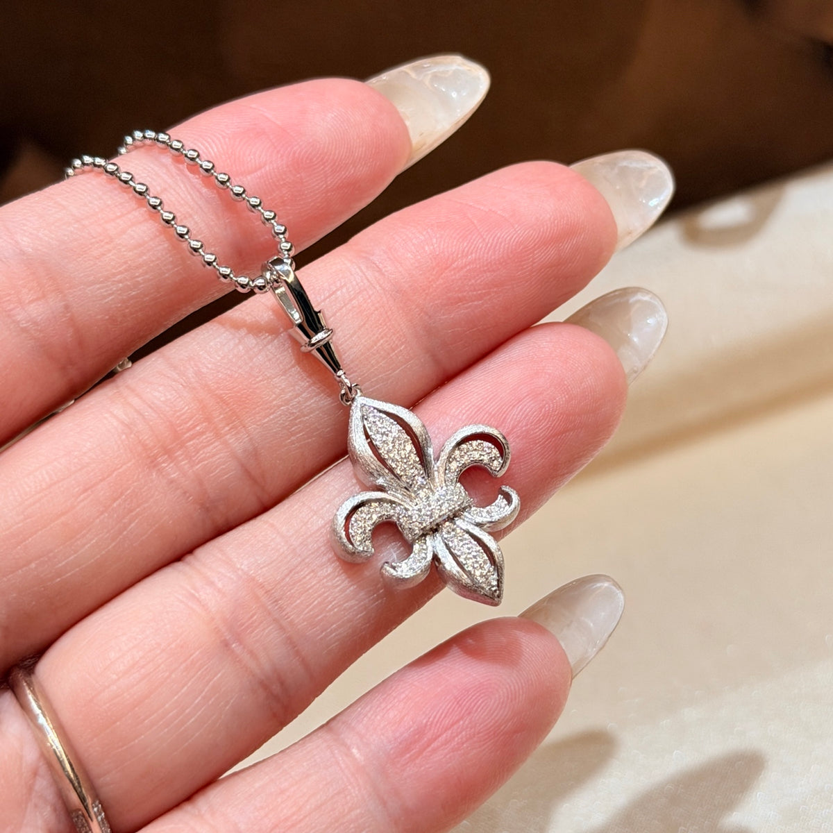 Gothic Emblem Pendant Necklace in Antique Silver-Tone – Design 14 side detail
