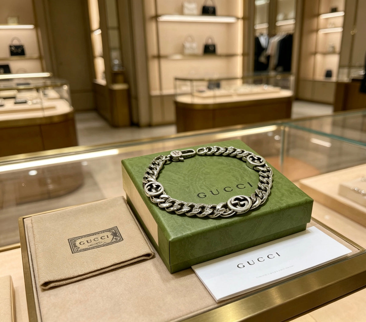 Geometric Emblem Bracelet in Polished Metal-Tone – Design 053 styled product view