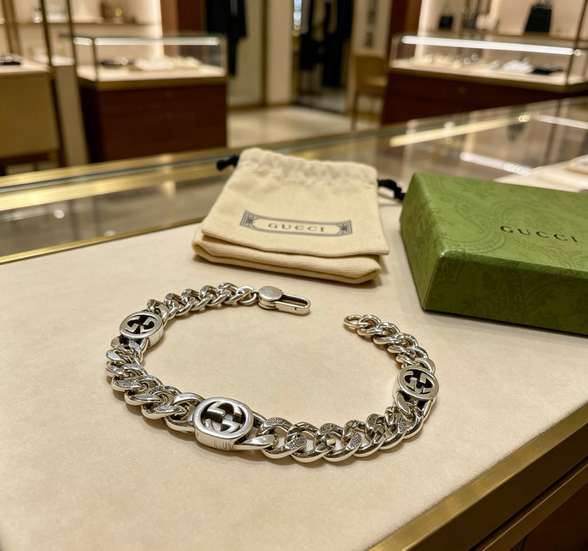 Geometric Emblem Bracelet in Polished Metal-Tone – Design 053 main product view