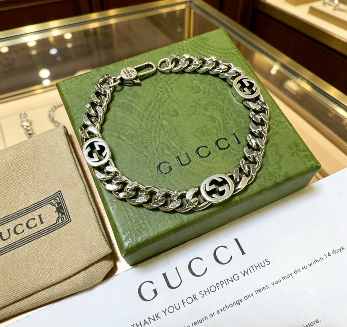 Geometric Emblem Bracelet in Polished Metal-Tone – Design 053 front product view