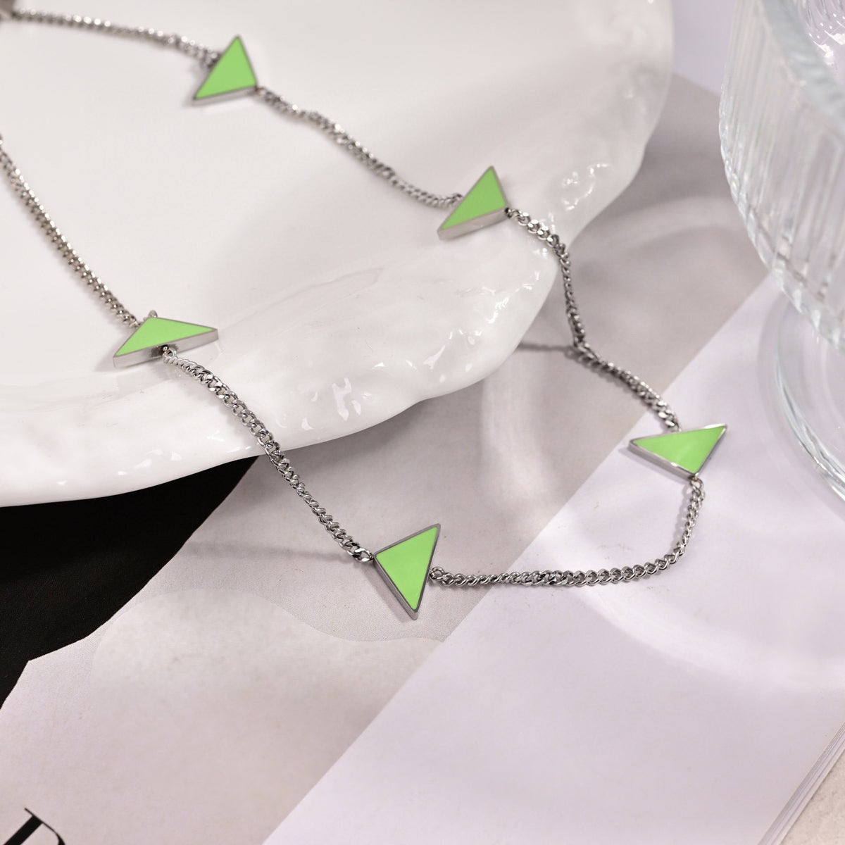 Triangle Pendant Necklace in Gold-Tone – Triangle Detail side detail