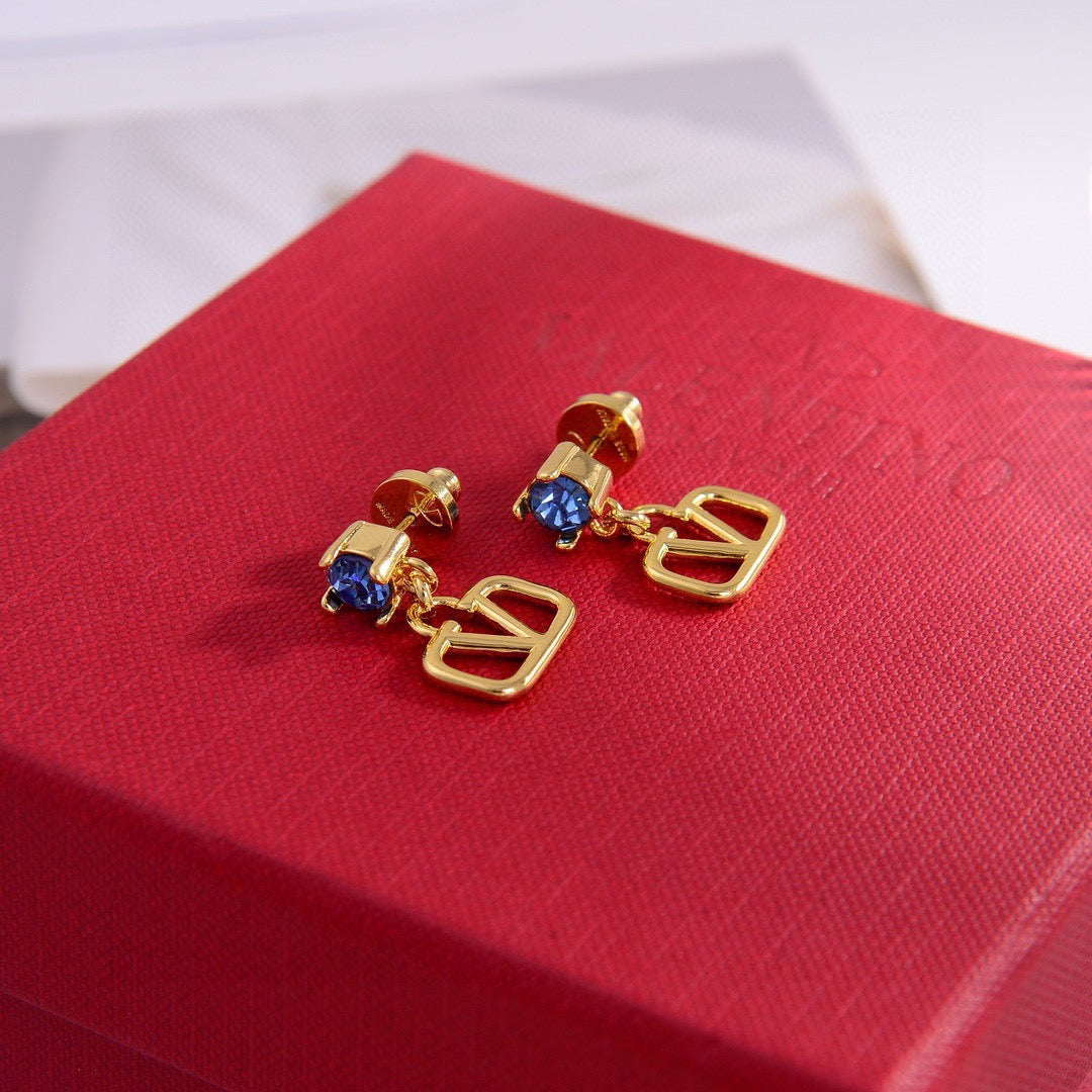 Signature Emblem Stud Earrings in Gold-Tone – Design 12 main product view