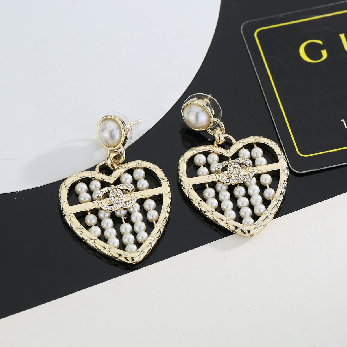 Signature Emblem Stud Earrings in Gold-Tone – Design 025 side detail