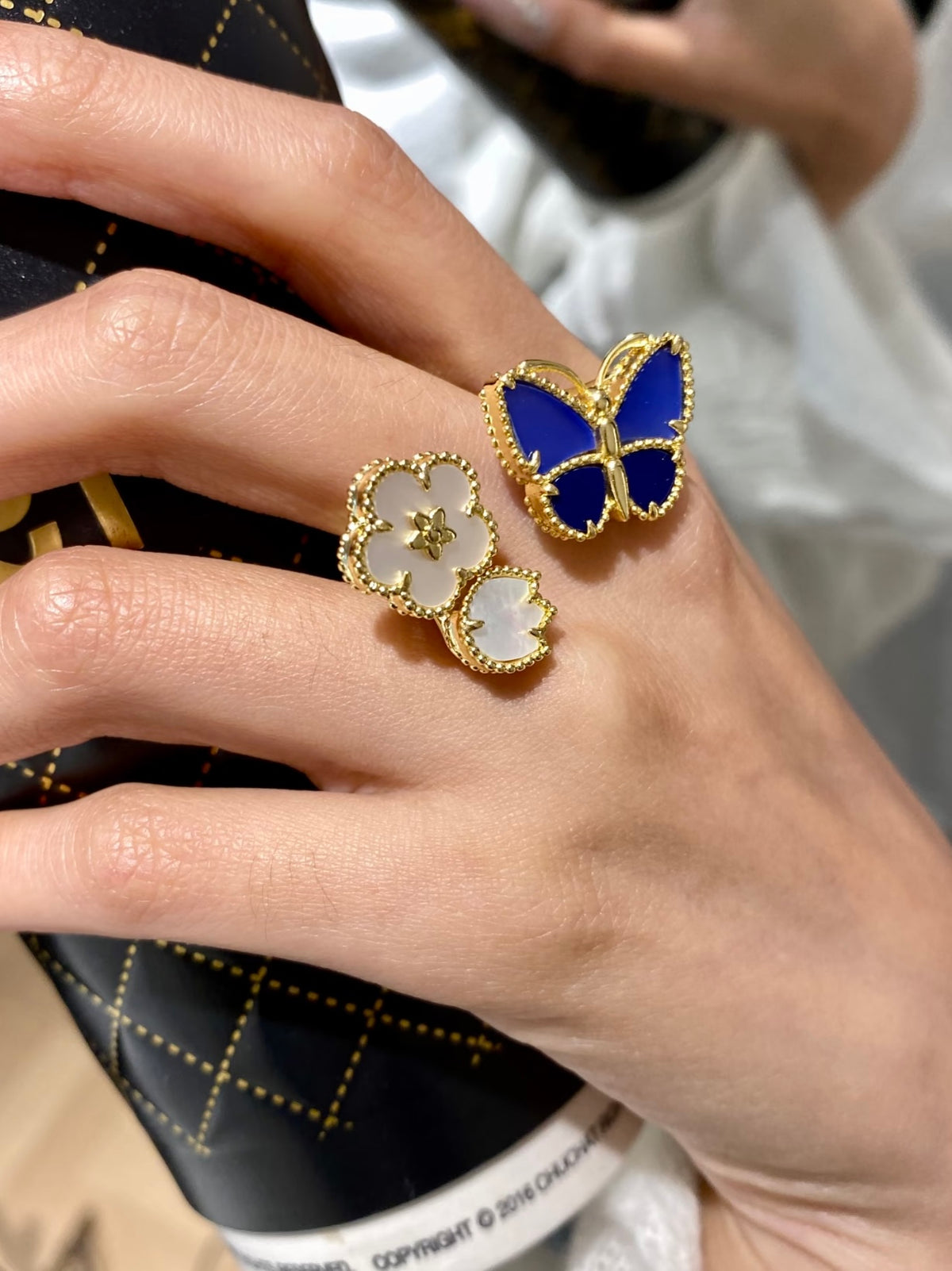 Butterfly Statement Ring in Rose-Gold-Tone close-up detail