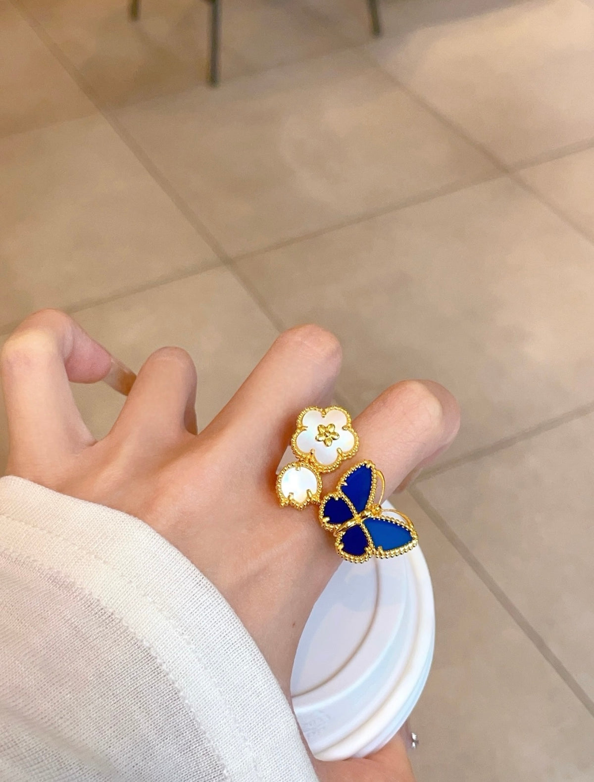 Butterfly Statement Ring in Rose-Gold-Tone side detail