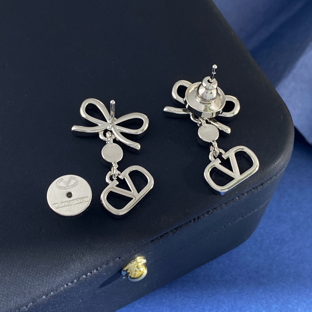 V Emblem Crystal-Accent Stud Earrings – Design 04 main product view