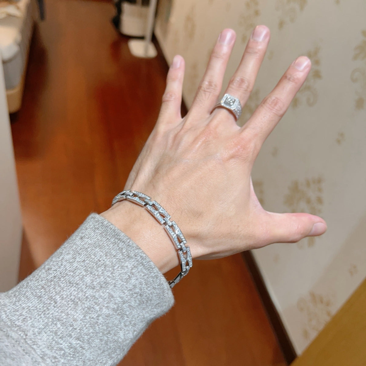 Geometric Emblem Statement Ring in Polished Metal-Tone – Design 088 main product view