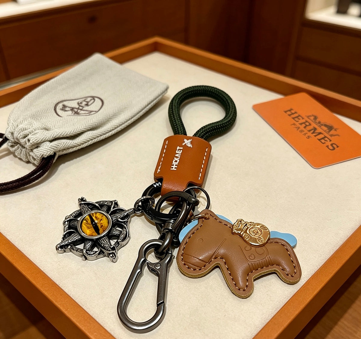Horse Keychain in Silver-Tone – Design 033 front product view
