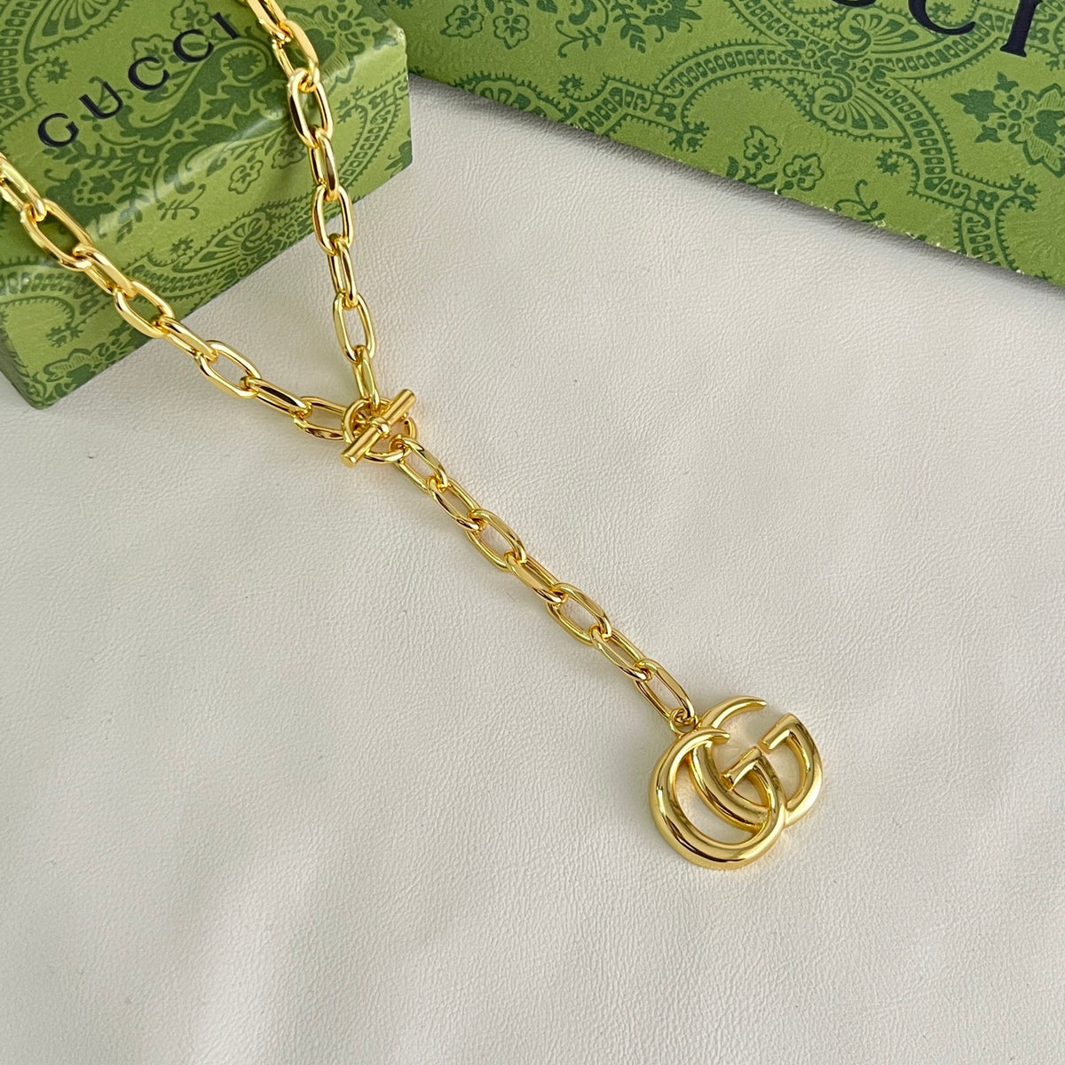 Geometric Emblem Pendant Necklace in Polished Metal-Tone – Design 008 detail view