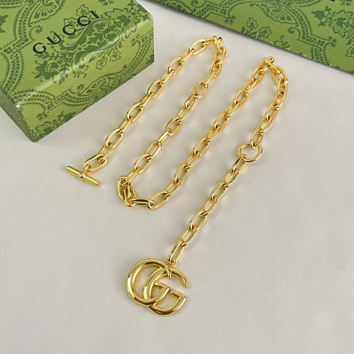 Geometric Emblem Pendant Necklace in Polished Metal-Tone – Design 008 side detail
