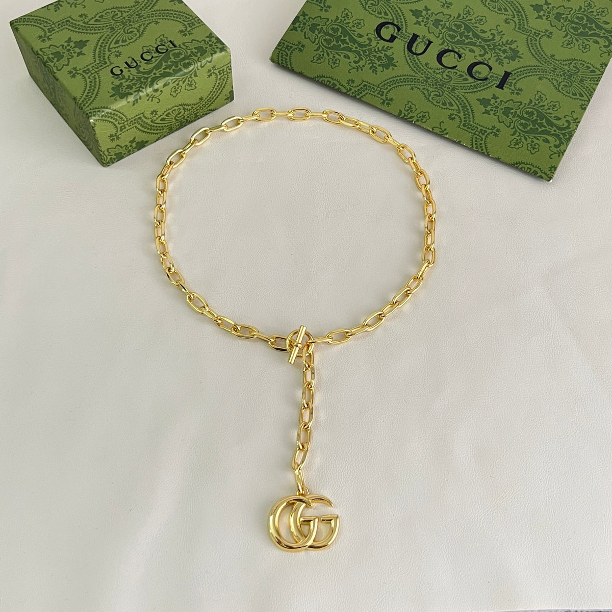 Geometric Emblem Pendant Necklace in Polished Metal-Tone – Design 008 front product view
