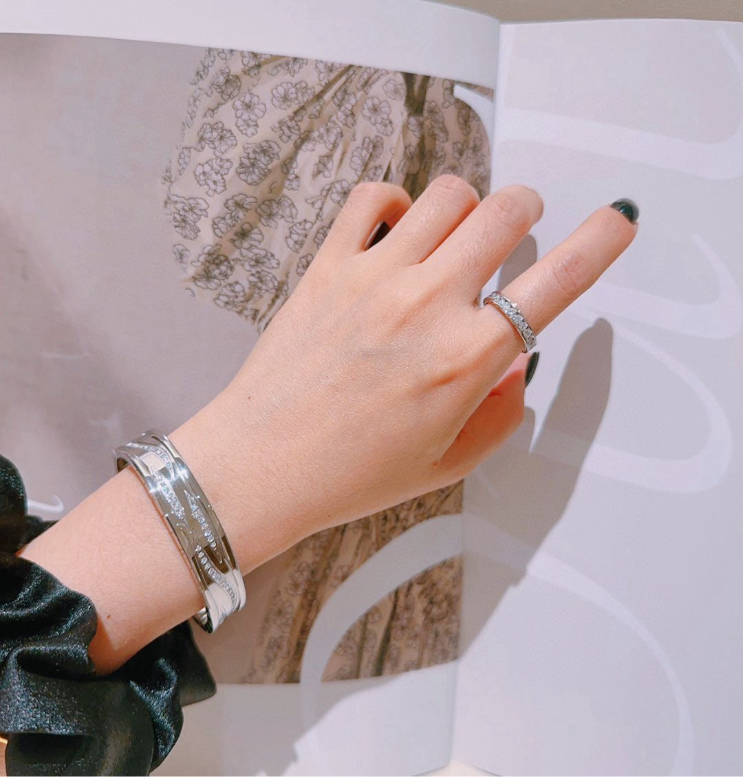 Serpentine Bangle in Polished Metal-Tone – Serpentine Detail – Design 010 styled product view