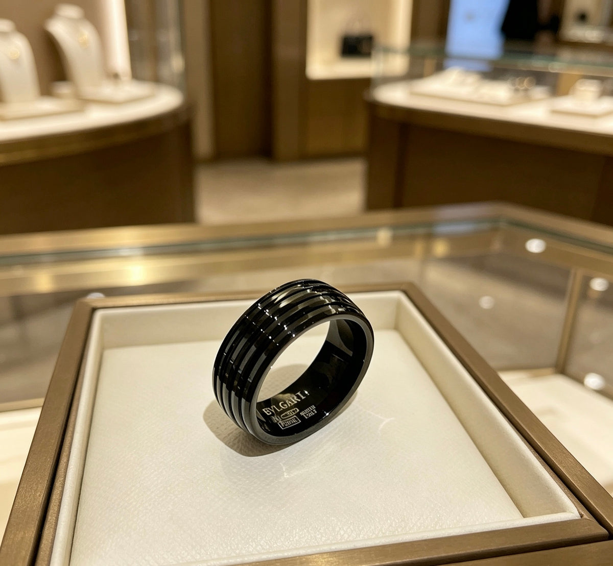 Geometric Emblem Statement Ring in Gold-Tone – Gold Detail – Design 005 main product view