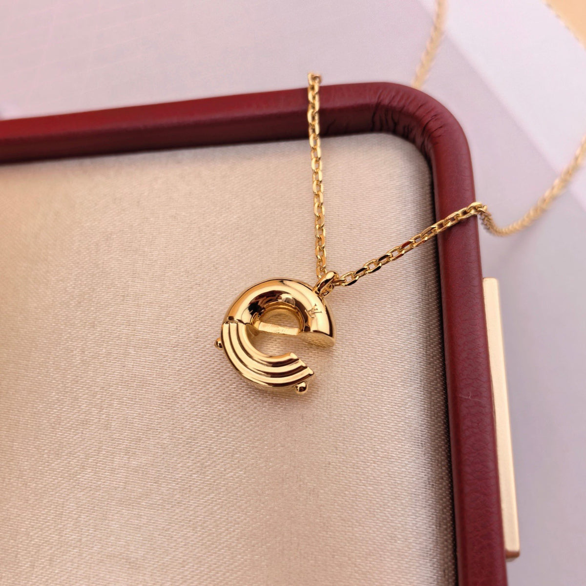 Geometric Emblem Pendant Necklace in Polished Metal-Tone – Design 014 front product view