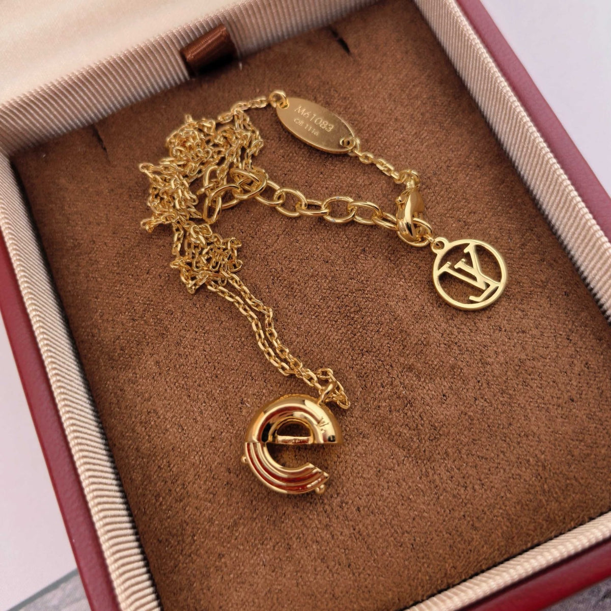 Geometric Emblem Pendant Necklace in Polished Metal-Tone – Design 014 side detail