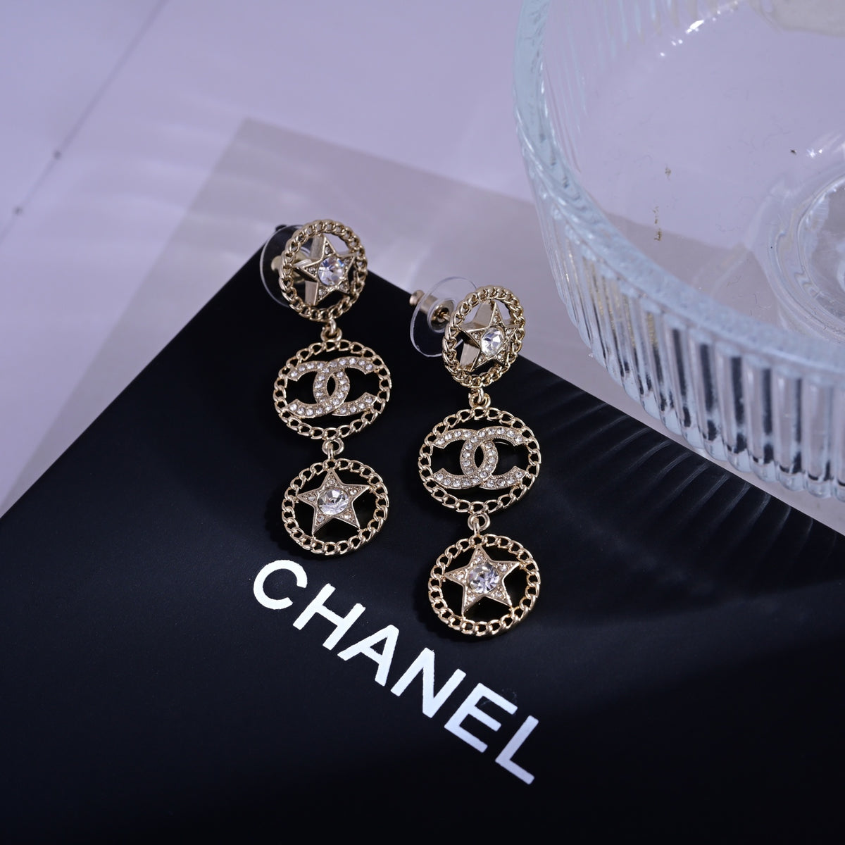 Signature Emblem Stud Earrings in Polished Metal-Tone – Design 026 front product view