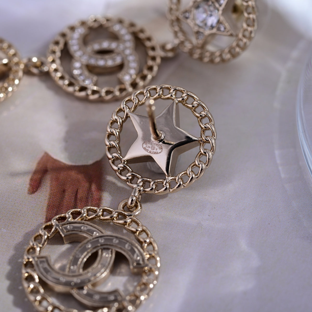 Signature Emblem Stud Earrings in Polished Metal-Tone – Design 026 styled product view