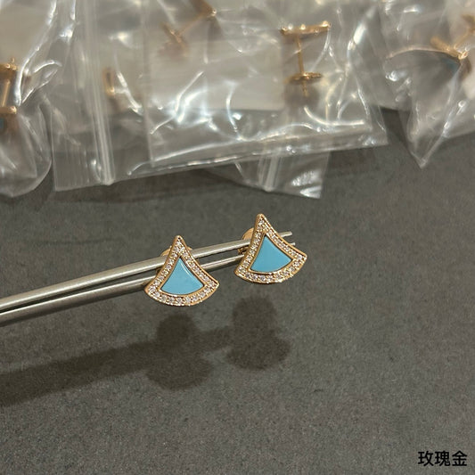 Geometric Emblem Stud Earrings in Polished Metal-Tone – Design 002 main product view
