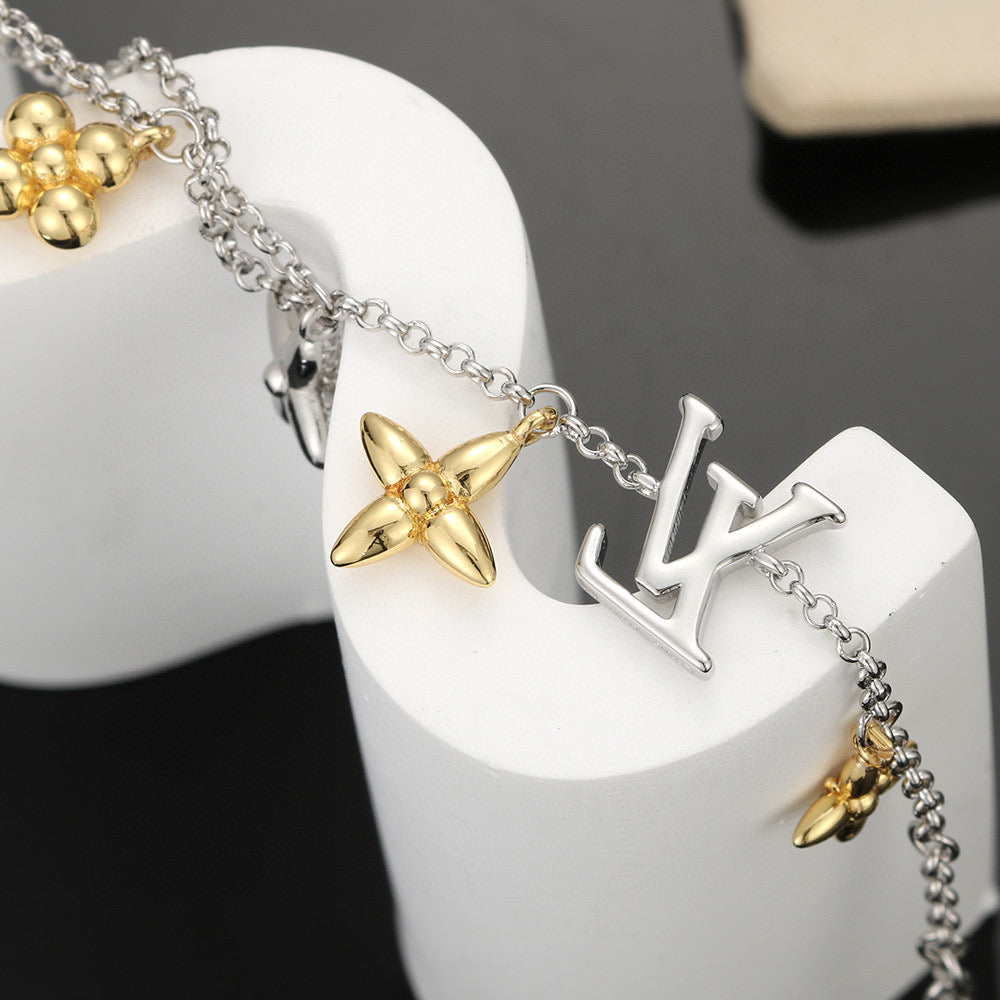 Letter Emblem Bracelet in Polished Metal-Tone – Design 018 styled product view