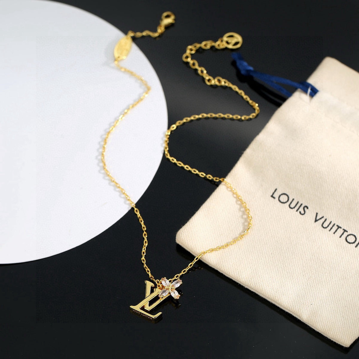 Letter Emblem Pendant Necklace in Gold-Tone – Design 005 main product view