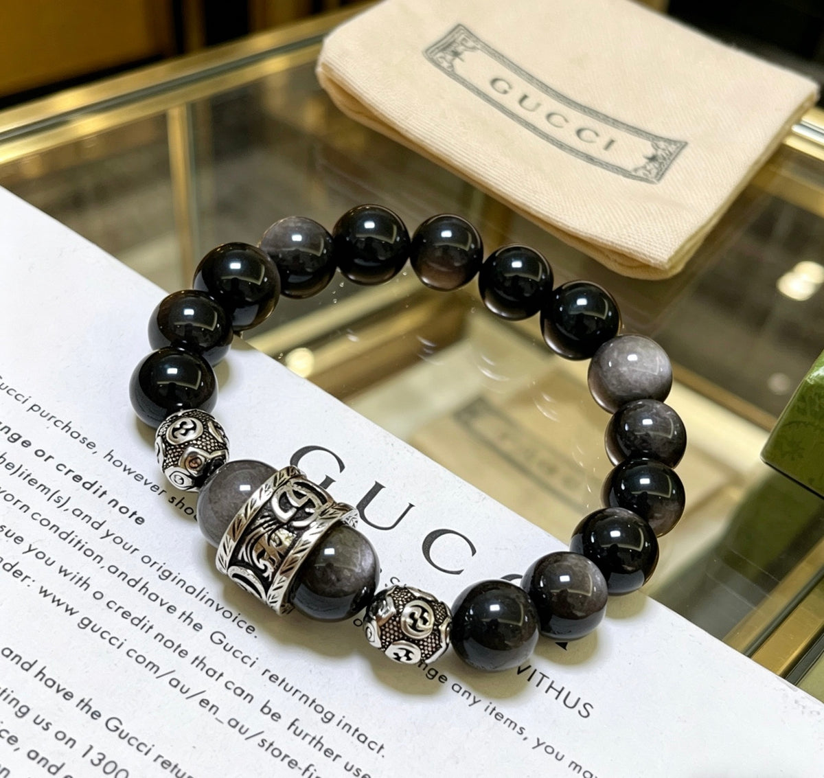 Geometric Emblem Bracelet in Polished Metal-Tone – Vintage Detail – Design 007 front product view