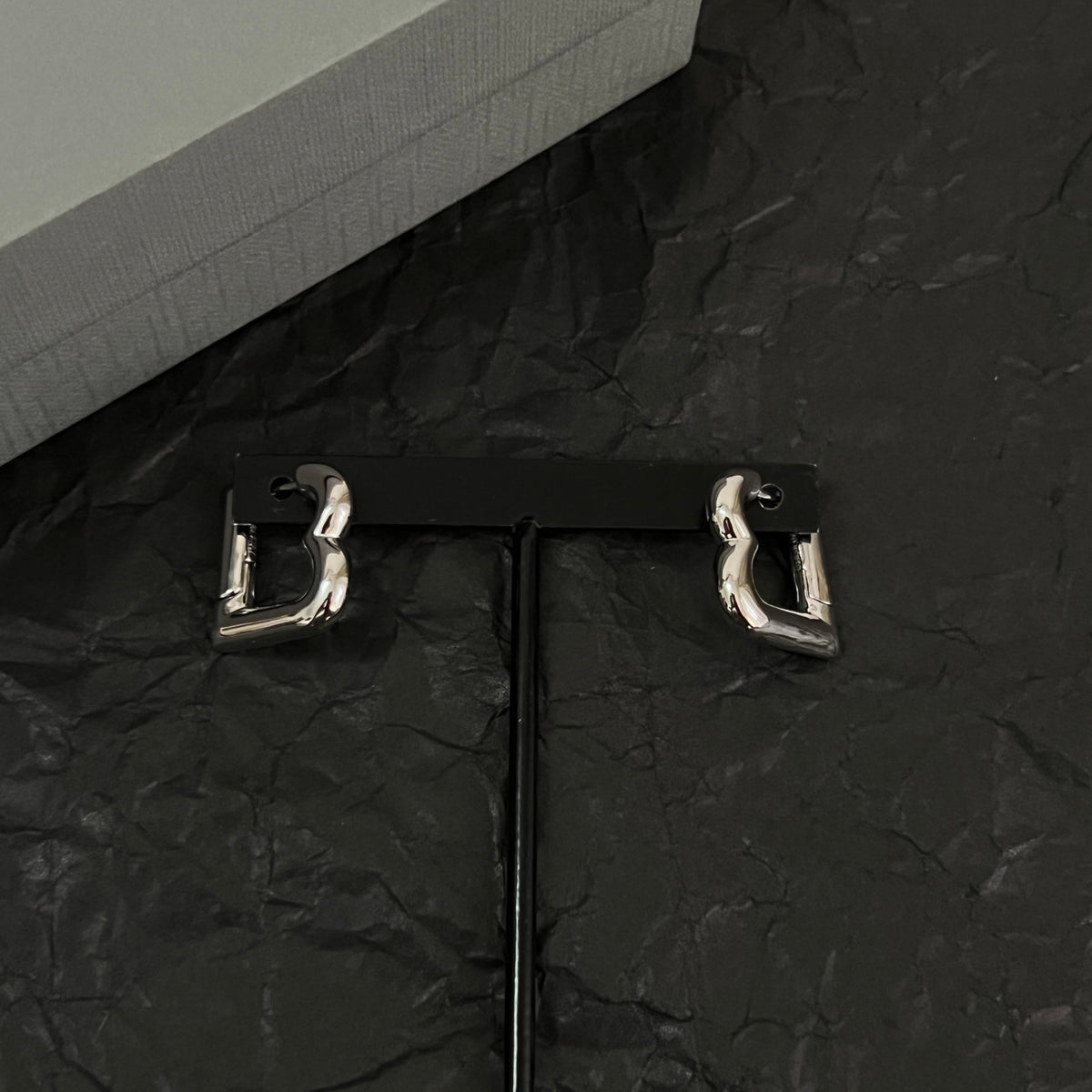 Ring Motif Statement Earrings in Polished Metal-Tone – Design 003 side detail
