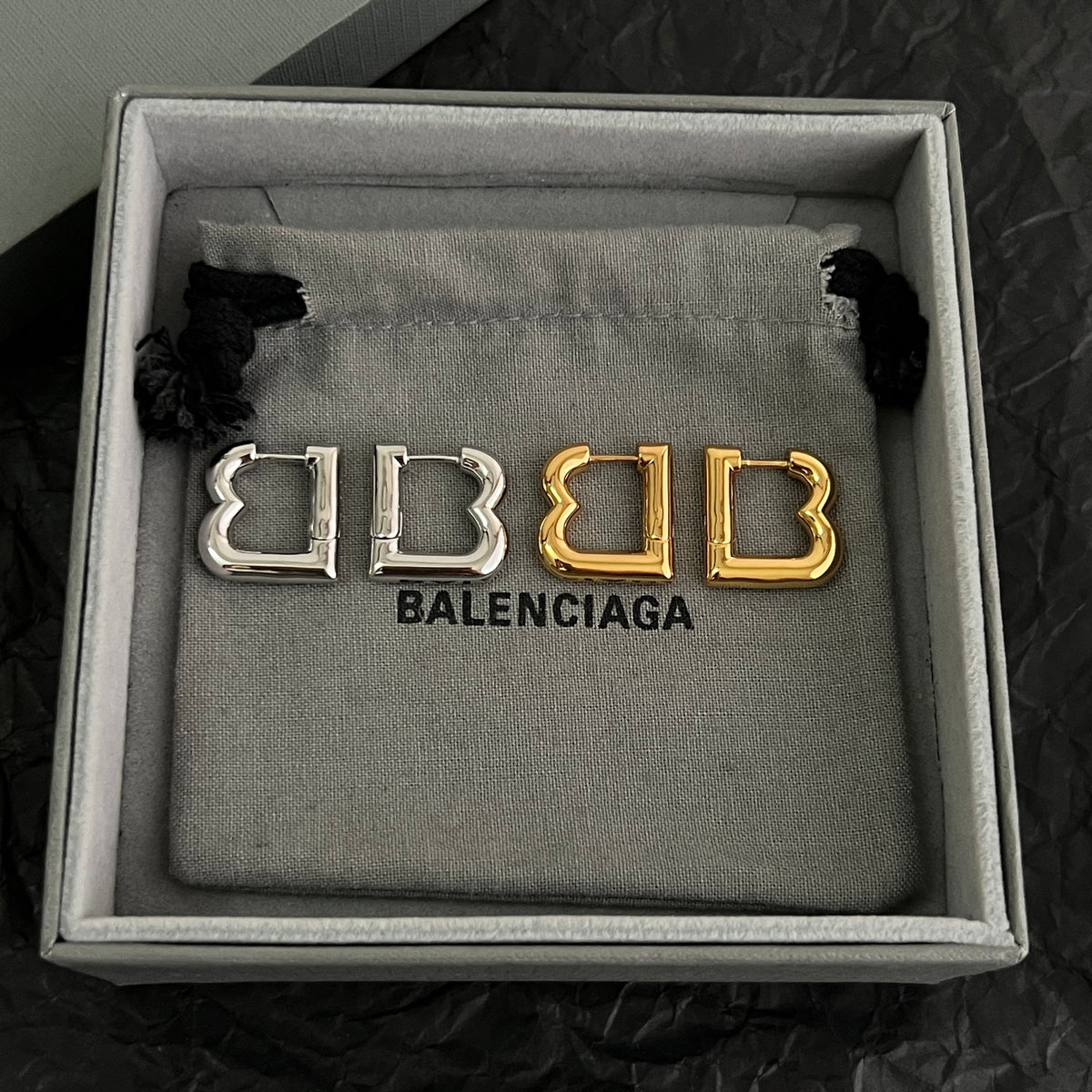 Ring Motif Statement Earrings in Polished Metal-Tone – Design 004 styled product view