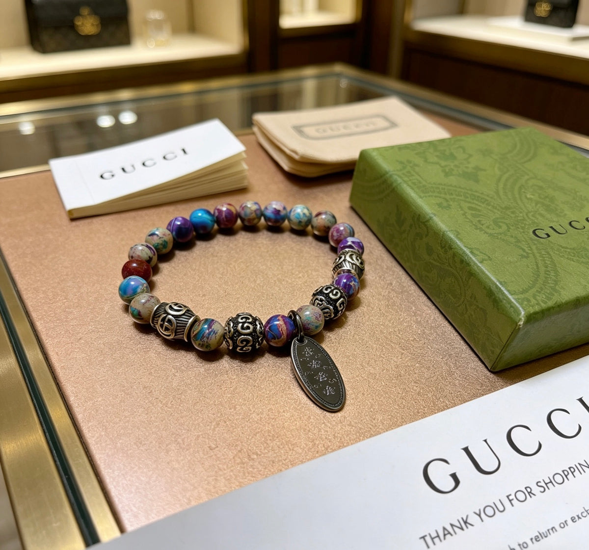Double-G Emblem Bracelet in Polished Metal-Tone – Design 011 close-up detail