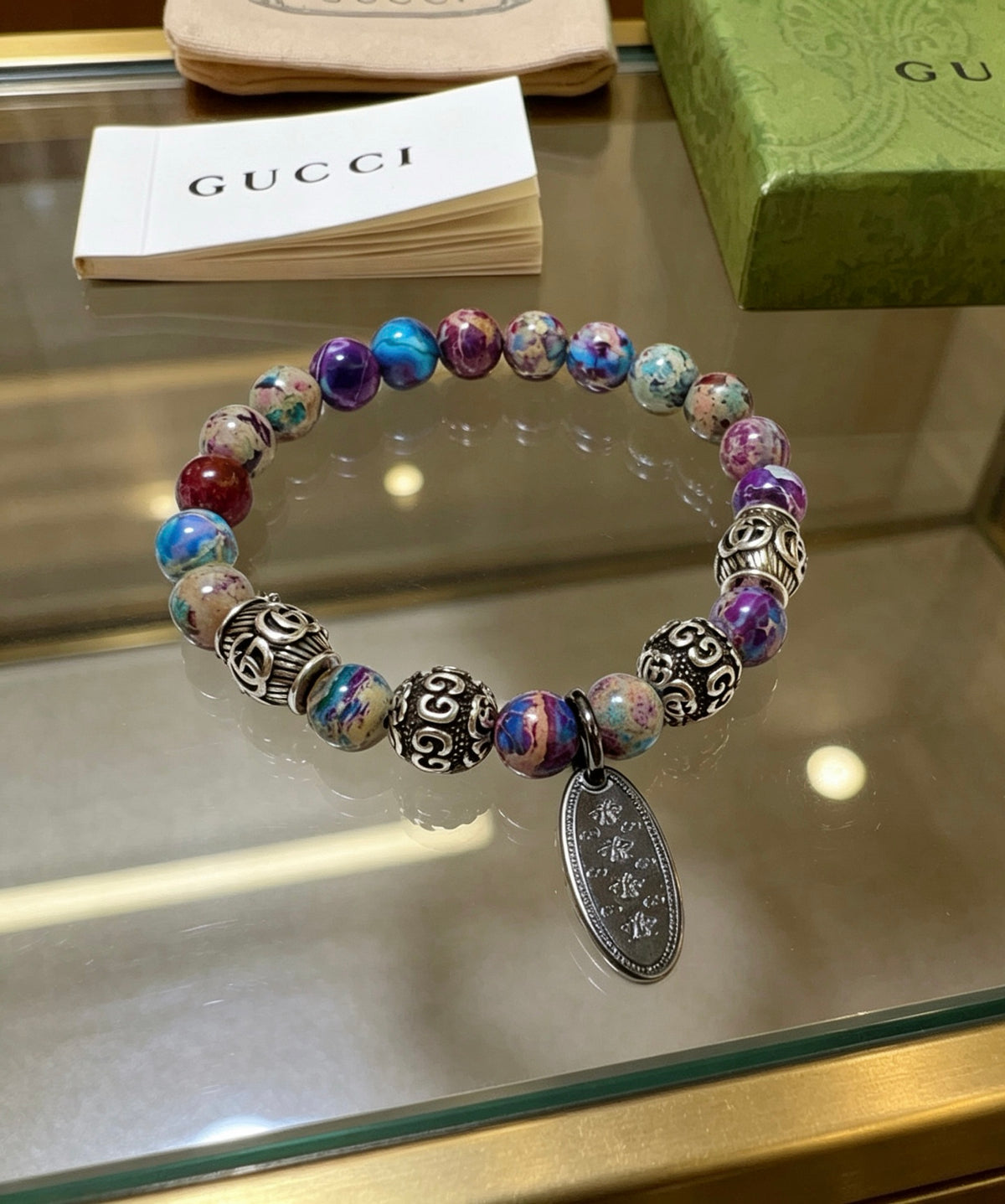 Double-G Emblem Bracelet in Polished Metal-Tone – Design 011 front product view