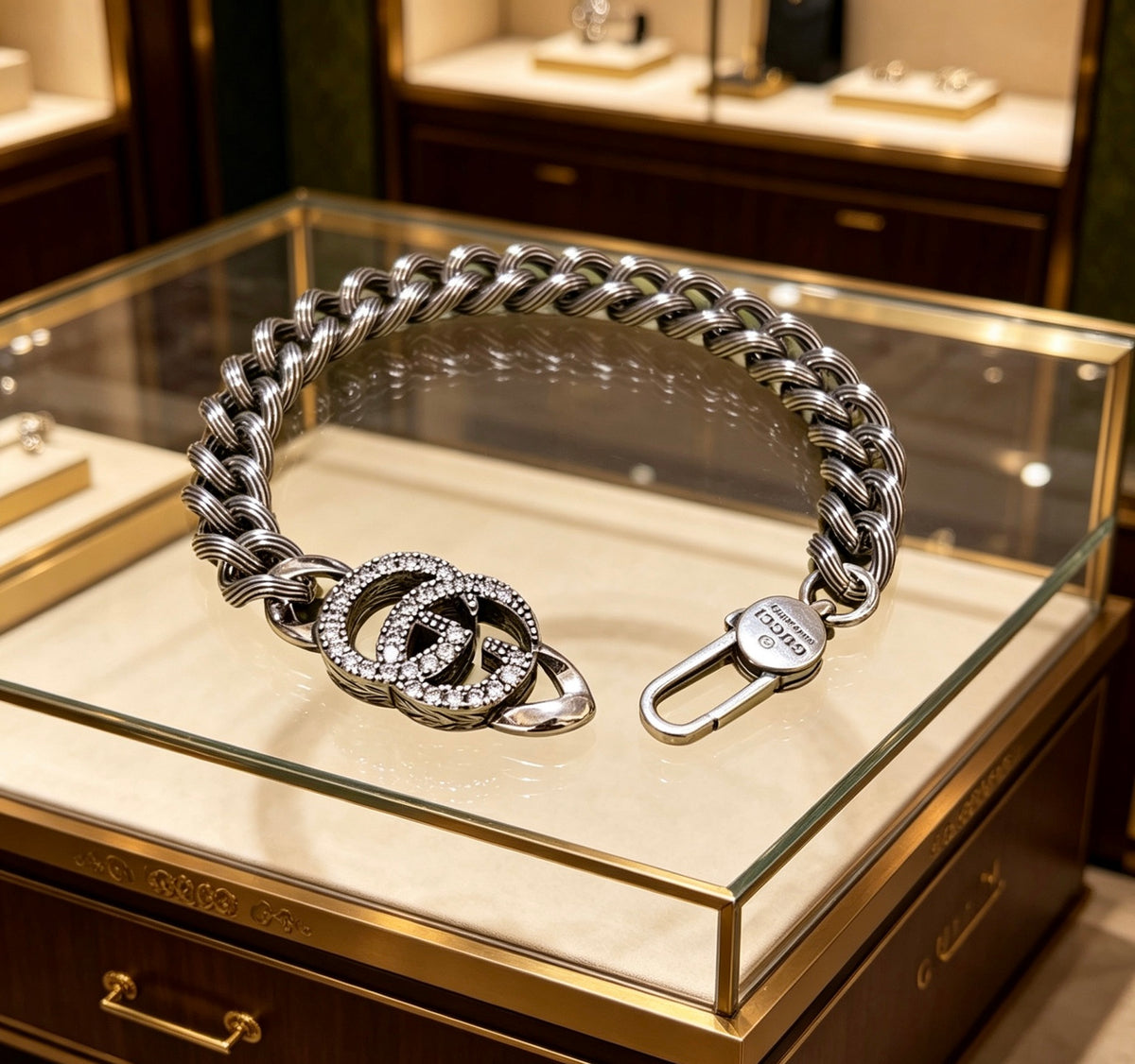 Floral Bracelet in Polished Metal-Tone – Design 011 styled product view