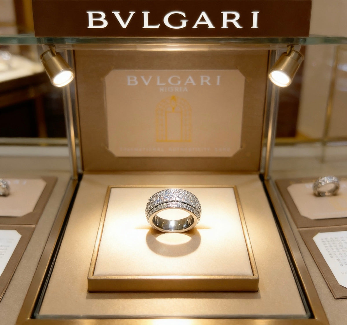 Geometric Emblem Statement Ring in Rose-Gold-Tone – Rose Gold Detail – Design 002 main product view