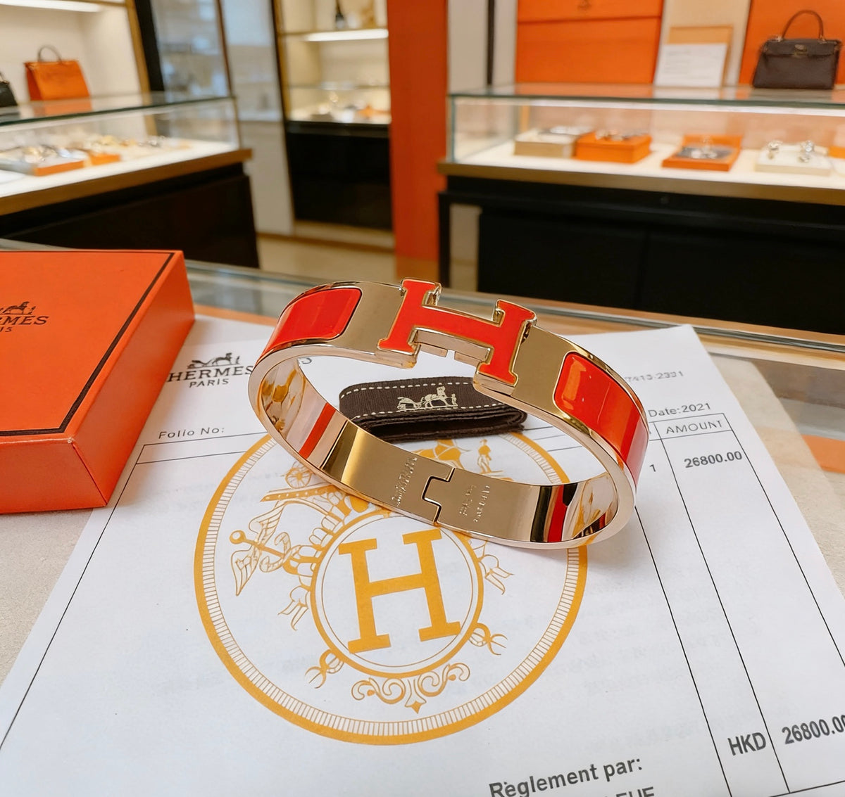 Horse Bangle in Gold-Tone – Enamel Detail – Design 012 front product view