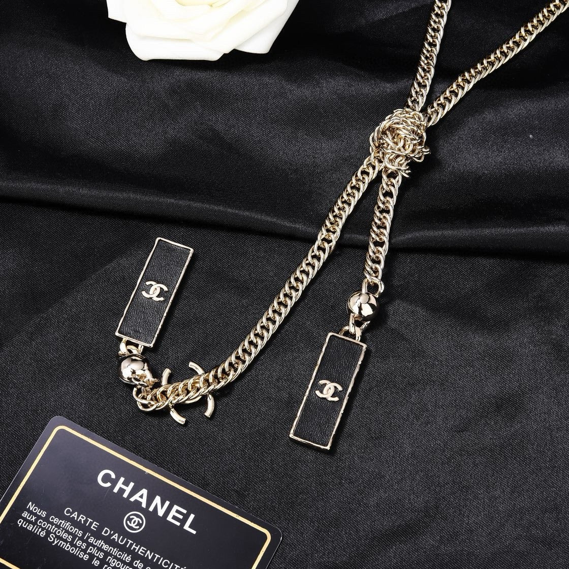 Double-C Emblem Pendant Necklace in Gold-Tone – Design 006 main product view