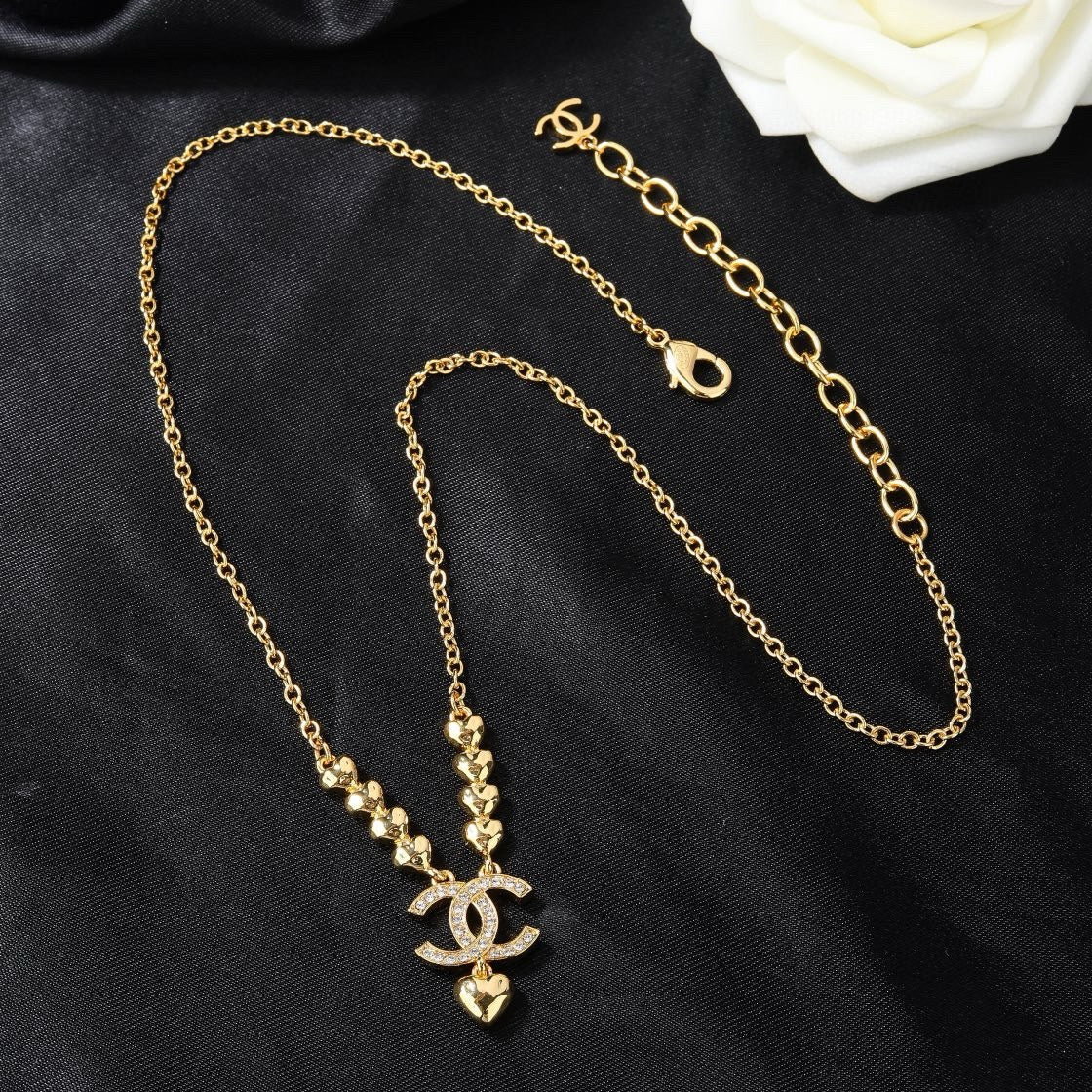 Letter Pendant Necklace in Gold-Tone – Design 002 front product view