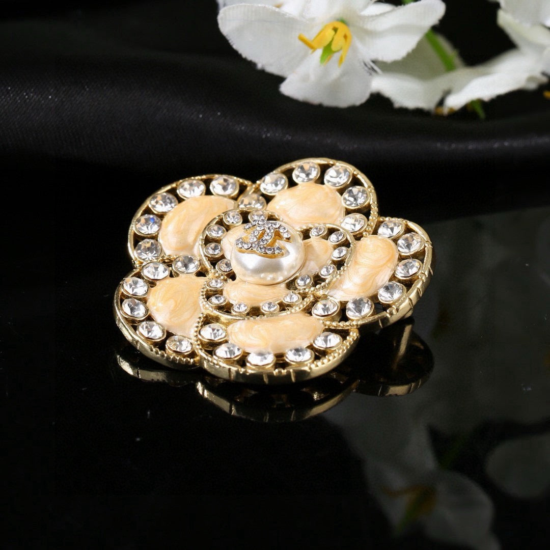 Signature Emblem Brooch in Polished Metal-Tone – Design 020 styled product view