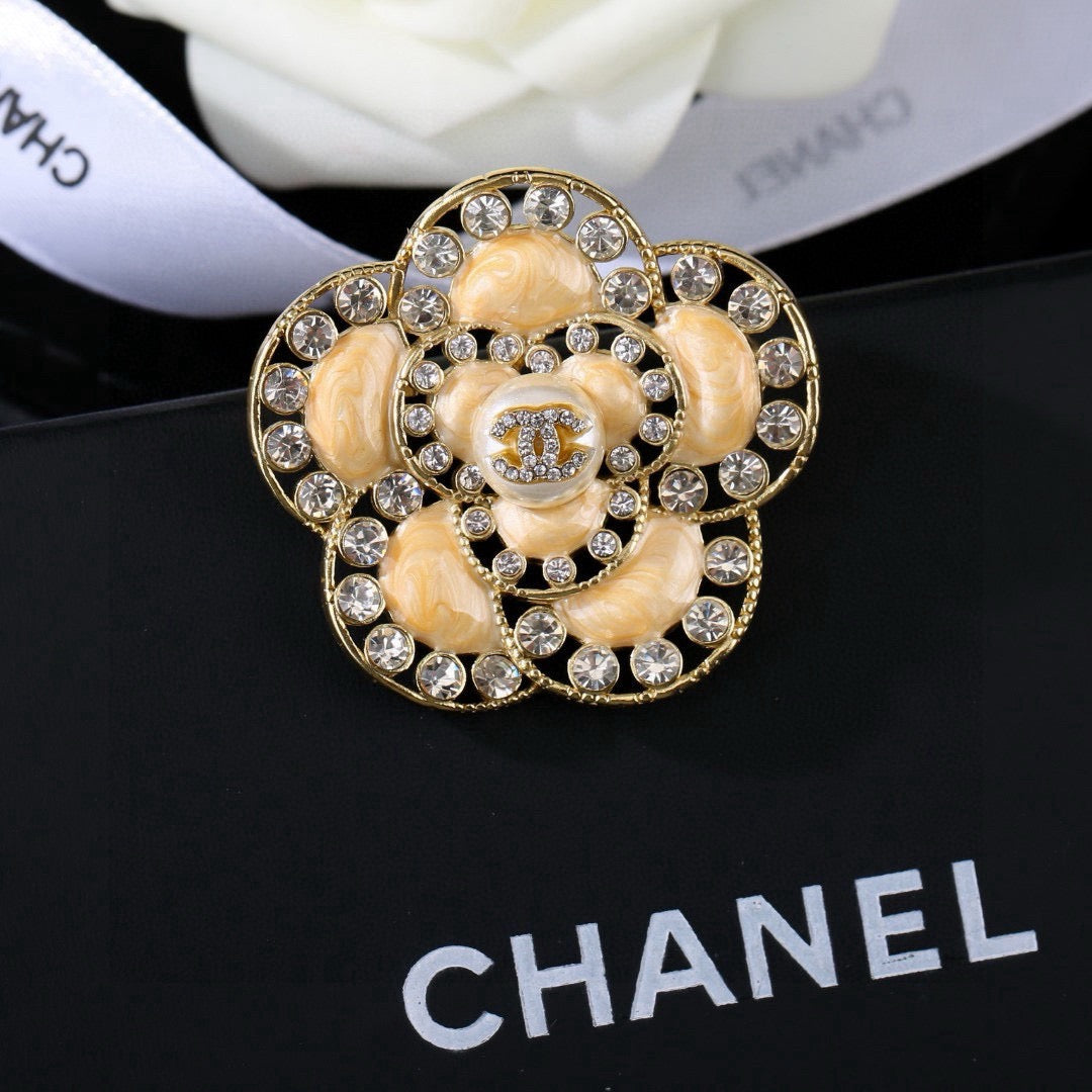 Signature Emblem Brooch in Polished Metal-Tone – Design 020 main product view