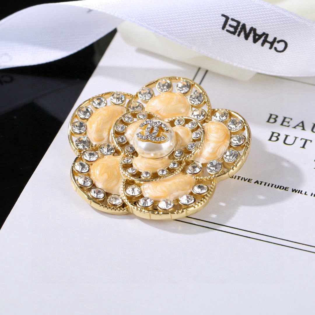 Signature Emblem Brooch in Polished Metal-Tone – Design 020 front product view