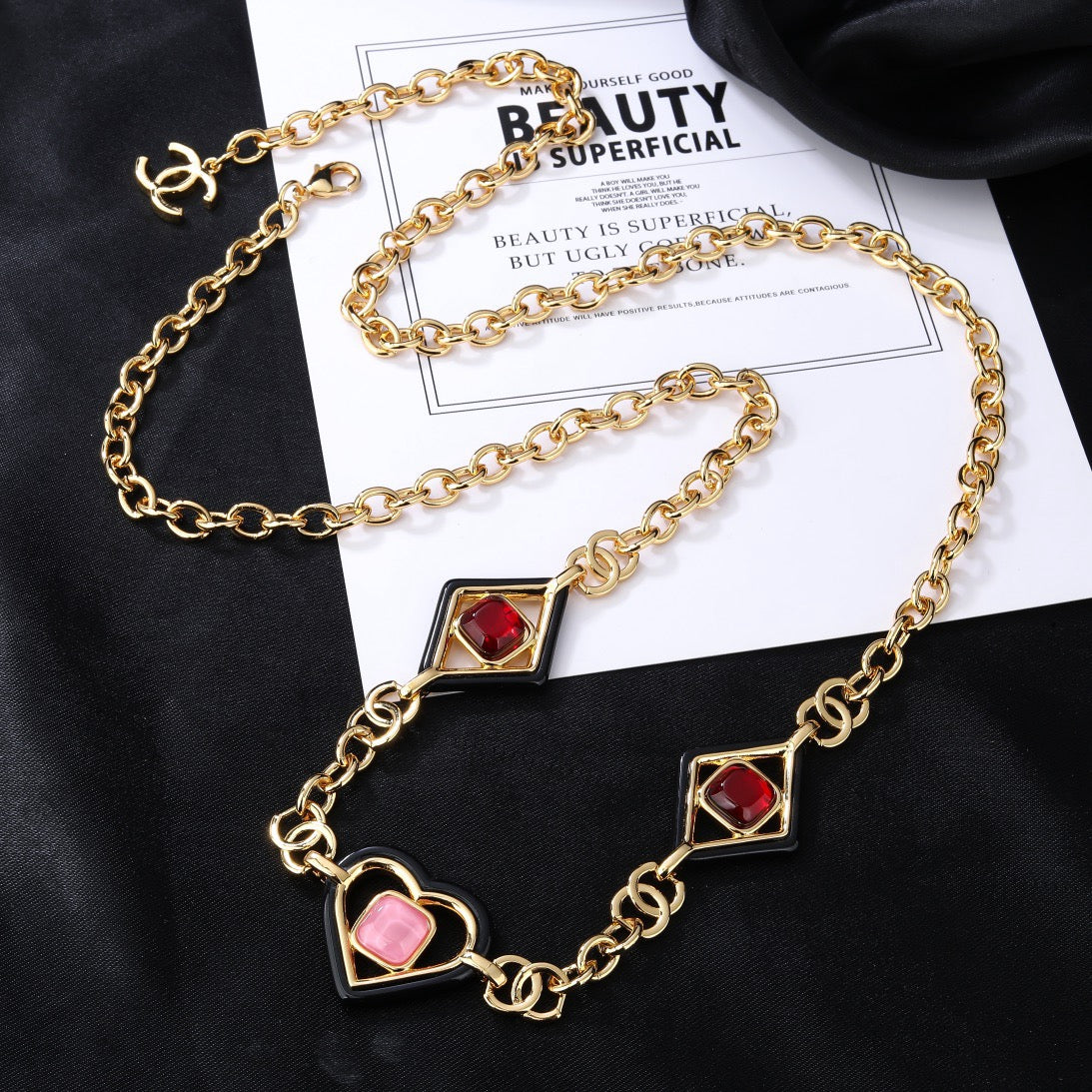 Heart Jewelry Accessory in Polished Metal-Tone – Heart Detail – Design 002 detail view