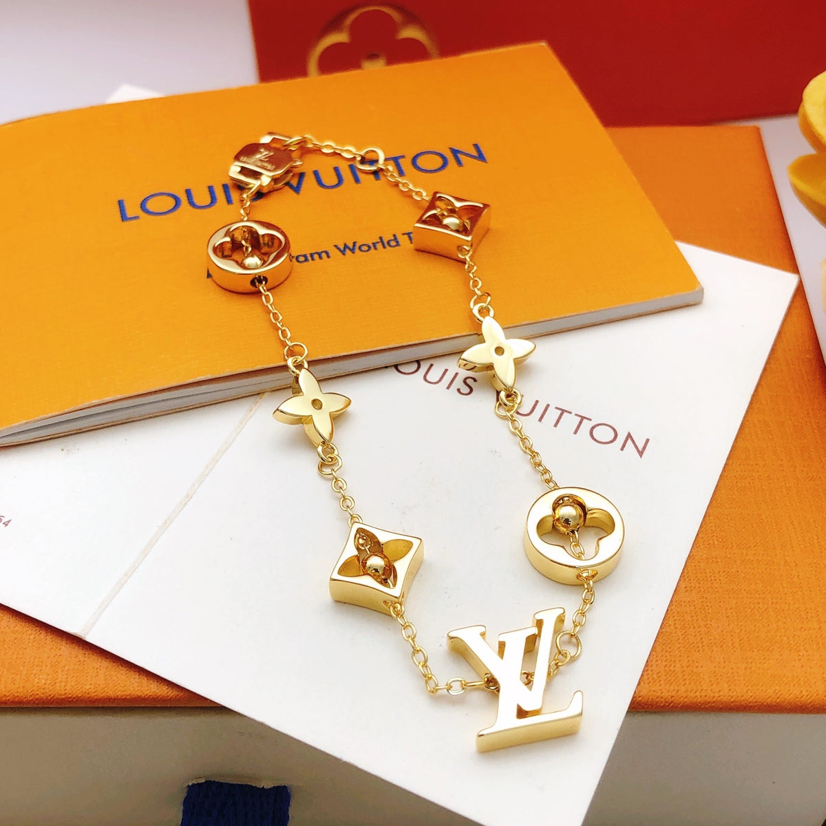 Geometric Emblem Bracelet in Gold-Tone – Design 056 front product view