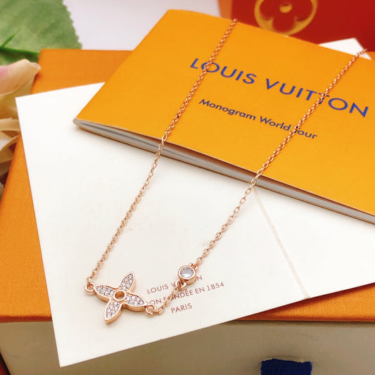 Floral Pendant Necklace in Rose-Gold-Tone – Rose Gold Detail – Design 004 main product view