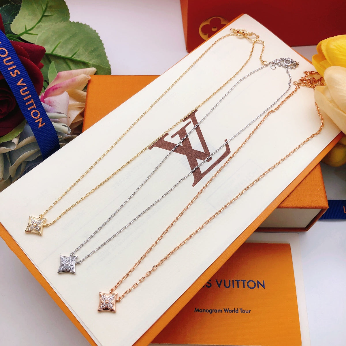 Geometric Emblem Pendant Necklace in Rose-Gold-Tone – Rose Gold Detail – Design 012 close-up detail