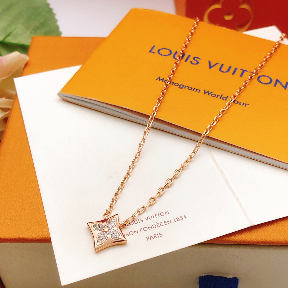 Geometric Emblem Pendant Necklace in Rose-Gold-Tone – Rose Gold Detail – Design 012 main product view