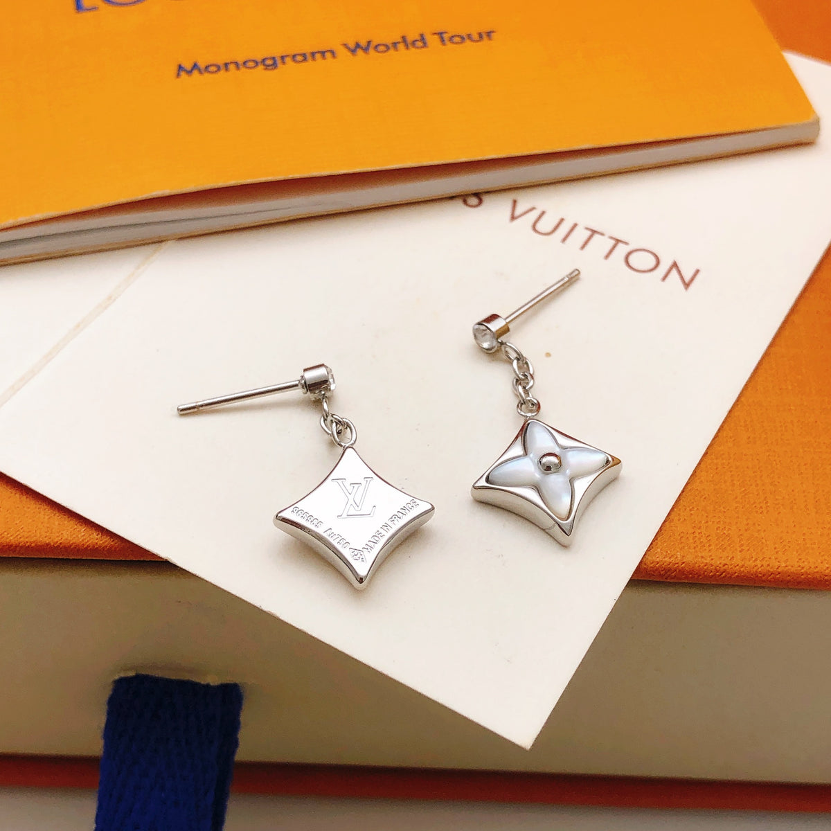 Geometric Emblem Stud Earrings in Gold-Tone – Design 027 detail view