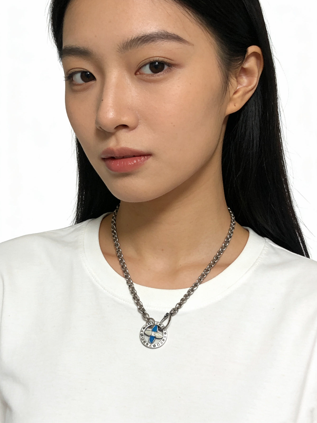 Chain Pendant Necklace in Silver-Tone – Design 024 styled product view