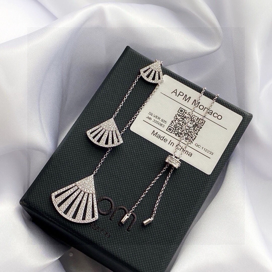 Fan Crystal-Accent Pendant Necklace side detail