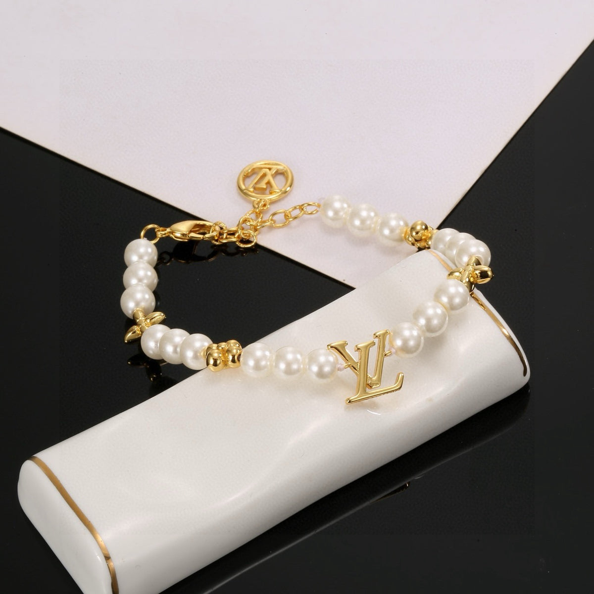 Letter Emblem Bracelet in Polished Metal-Tone – Design 023 main product view