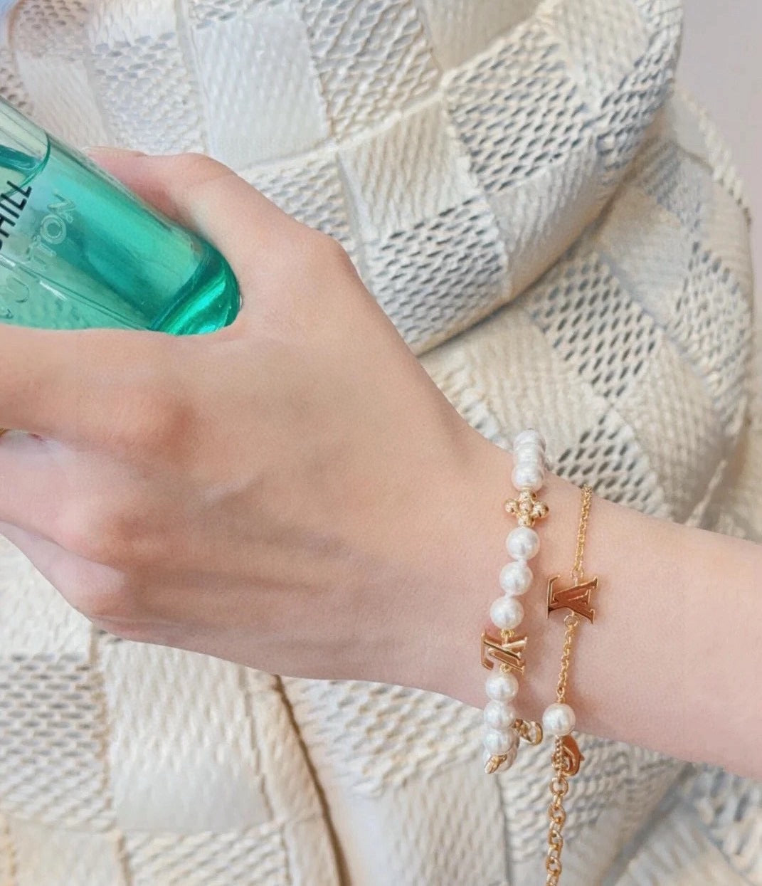 Letter Emblem Bracelet in Polished Metal-Tone – Design 023 detail view