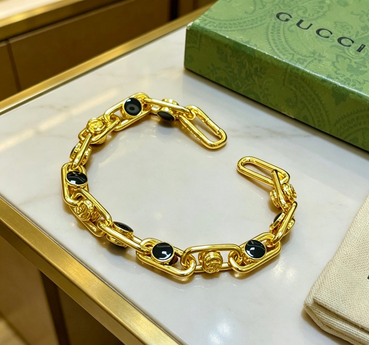 Geometric Emblem Bracelet in Polished Metal-Tone – Design 060 main product view