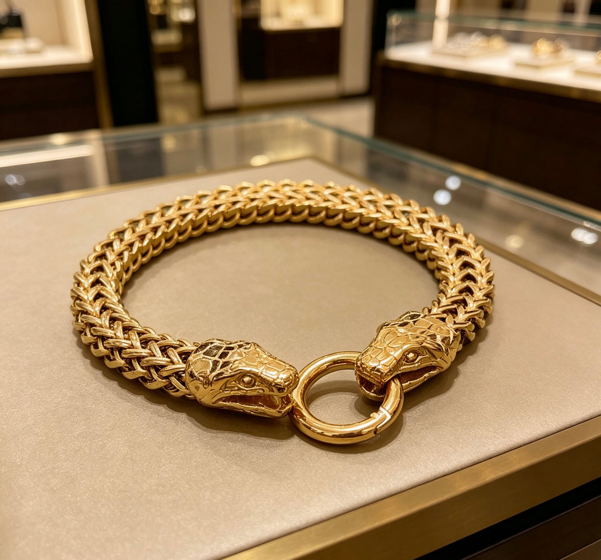 Serpentine Bracelet in Polished Metal-Tone side detail